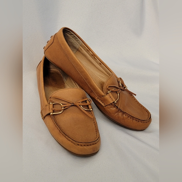 Lauren Ralph Lauren Briley Tan Leather Moccasin Loafers Size 9B - Picture 3 of 12